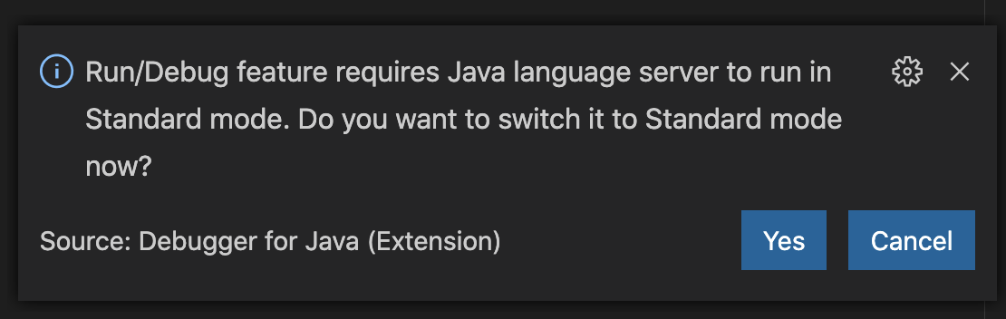 run the Java language server in Standard mode