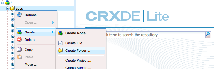 Create folders using CRXde